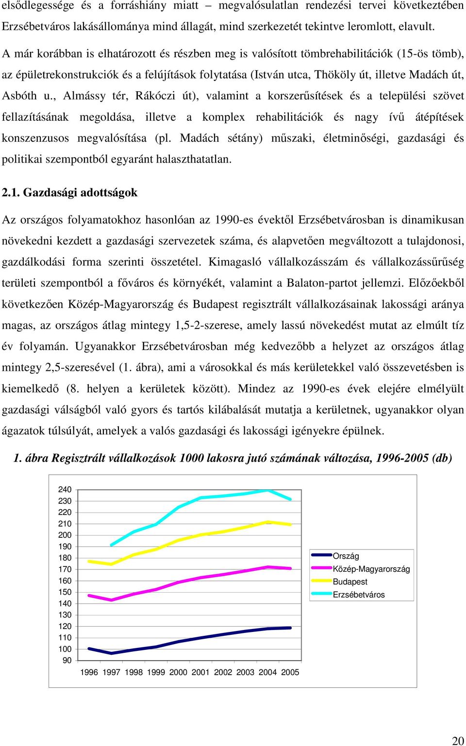 , Almássy tér, Rákóczi út, valamint a korszerűsítések és a települési szövet fellazításának megoldása, illetve a komplex rehabilitációk és nagy ívű átépítések konszenzusos megvalósítása (pl.