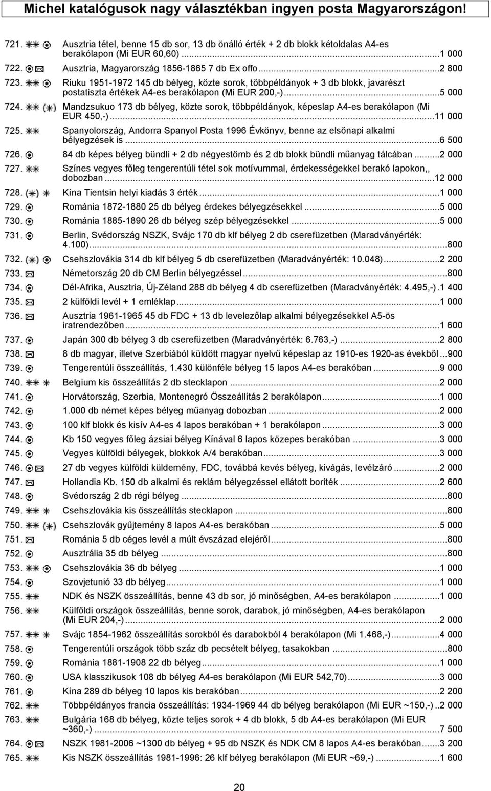 ..5 000 724. Mandzsukuo 173 db bélyeg, közte sorok, többpéldányok, képeslap A4-es berakólapon (Mi EUR 450,-)...11 000 725.