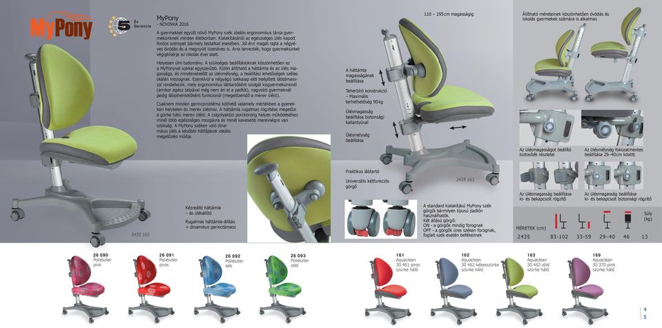 Arra tervezték, hogy gyermekünket végigkísérje az iskolás évei alatt. 110 195 cm magasságig Állítható méreteinek köszönhetően óvódás és iskolás gyermekek számára is alkalmas Helyesen ülni tudomány.