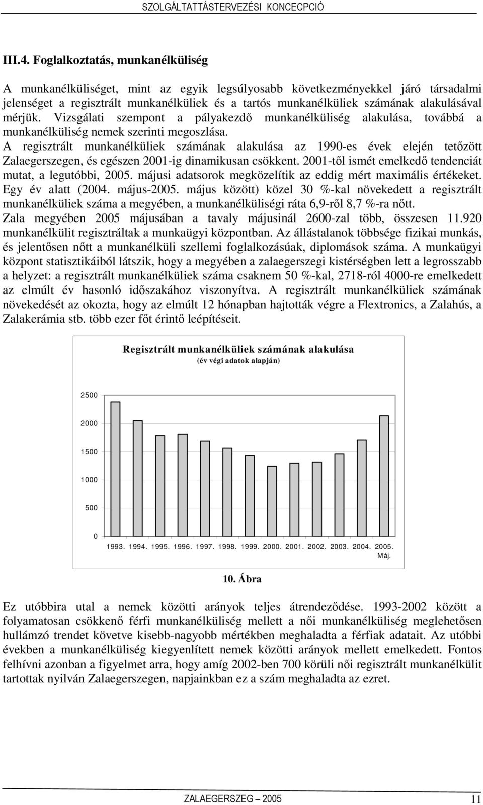 alakulásával mérjük. Vizsgálati szempont a pályakezd munkanélküliség alakulása, továbbá a munkanélküliség nemek szerinti megoszlása.