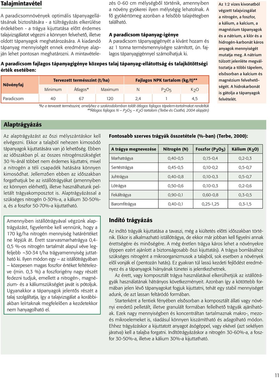 A mintavétele- zés 0-60 cm mélységből történik, amennyiben a növény gyökerei ilyen mélységig lehatolnak. A fő gyökértömeg azonban a felsőbb talajrétegben található.