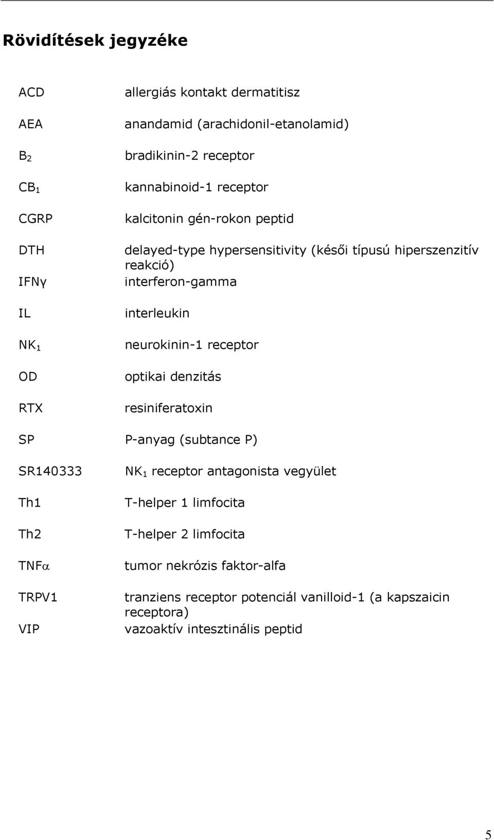 neurokinin-1 receptor optikai denzitás resiniferatoxin SP P-anyag (subtance P) SR140333 Th1 Th2 TNFα TRPV1 VIP NK 1 receptor antagonista vegyület