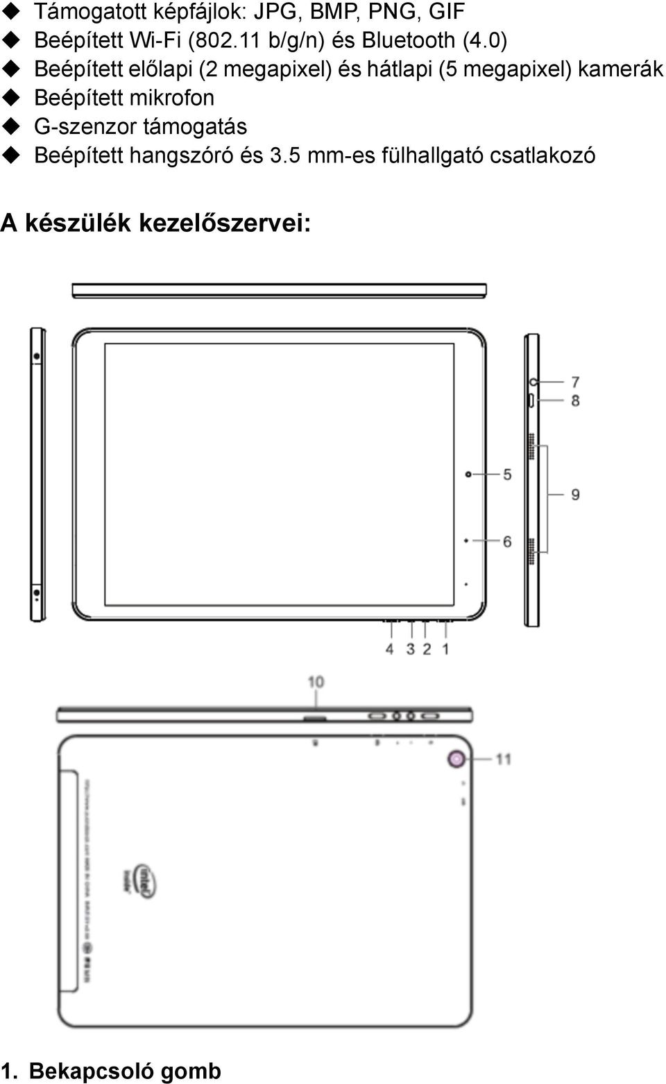 0) u Beépített előlapi (2 megapixel) és hátlapi (5 megapixel) kamerák u