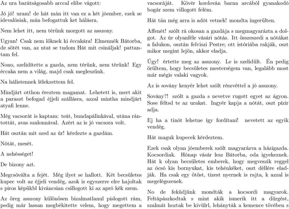 Egy éccaka nem a világ, majd csak megleszünk. Na hálistennek lélekzettem fel. Mindjárt otthon éreztem magamat.