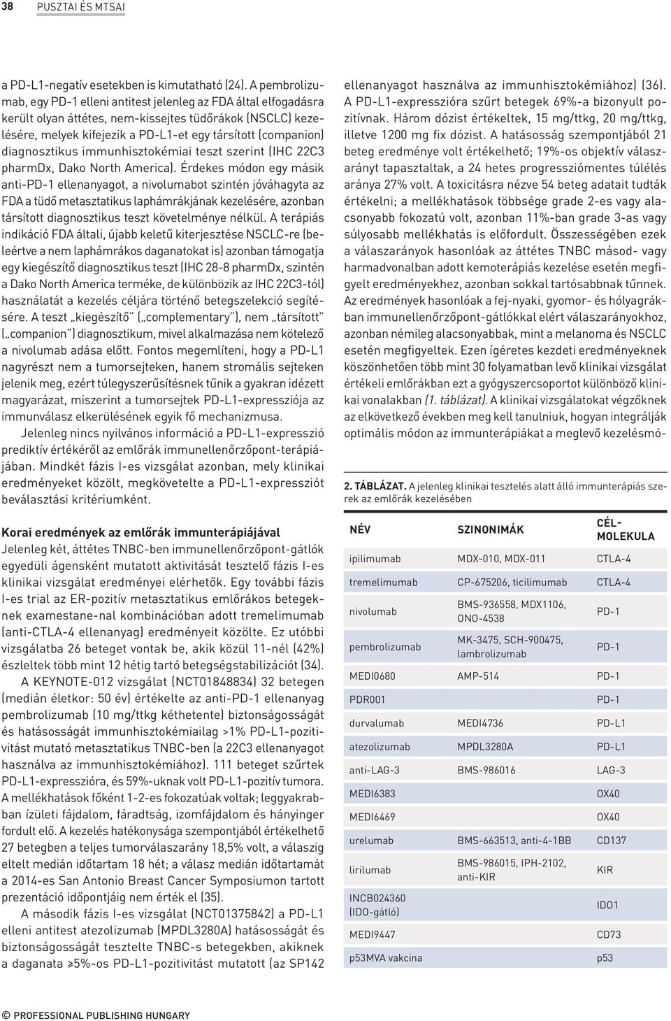 diagnosztikus immunhisztokémiai teszt szerint (IHC 22C3 pharmdx, Dako North America).