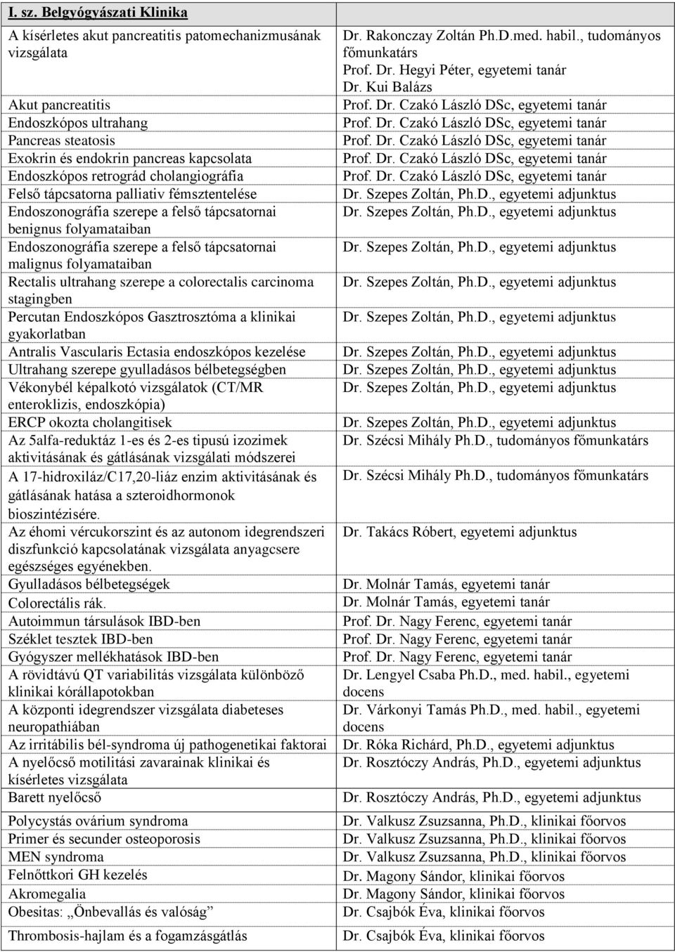 retrográd cholangiográfia Felső tápcsatorna palliativ fémsztentelése Endoszonográfia szerepe a felső tápcsatornai benignus folyamataiban Endoszonográfia szerepe a felső tápcsatornai malignus