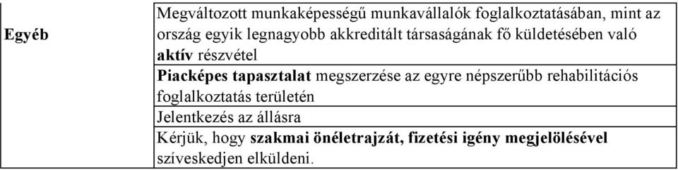 tapasztalat megszerzése az egyre népszerűbb rehabilitációs foglalkoztatás területén