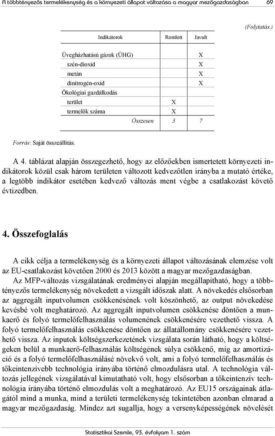 táblázat alapján összegezhető, hogy az előzőekben ismertetett környezeti indikátorok közül csak három területen változott kedvezőtlen irányba a mutató értéke, a legtöbb indikátor esetében kedvező