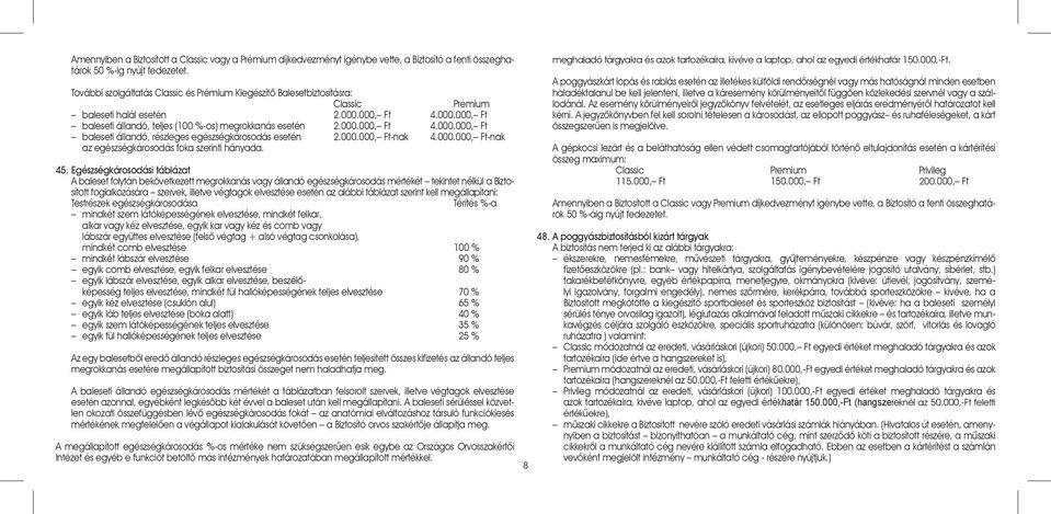 000.000, Ft-nak 4.000.000, Ft-nak az egészségkárosodás foka szerinti hányada. 45.