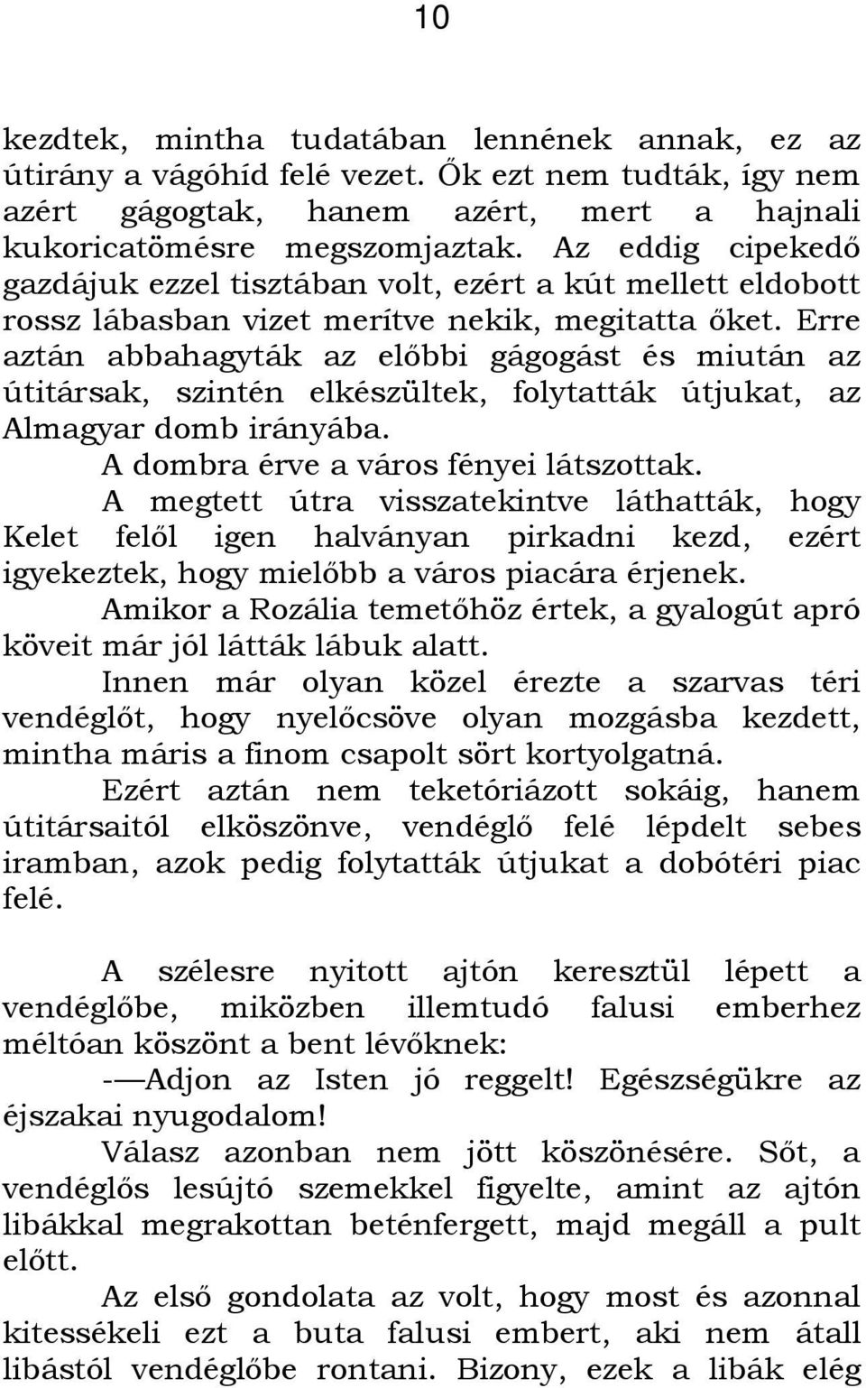 Erre aztán abbahagyták az előbbi gágogást és miután az útitársak, szintén elkészültek, folytatták útjukat, az Almagyar domb irányába. A dombra érve a város fényei látszottak.