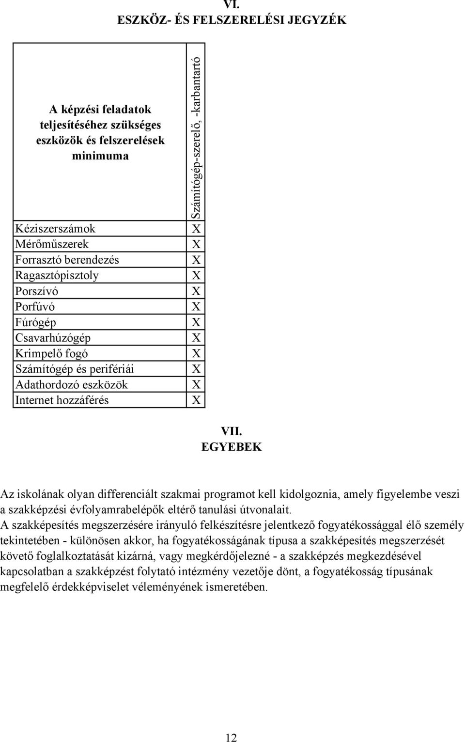 EGYEEK Az iskolának olyan differenciált szakmai programot kell kidolgoznia, amely figyelembe veszi a szakképzési évfolyamrabelépők eltérő tanulási útvonalait.