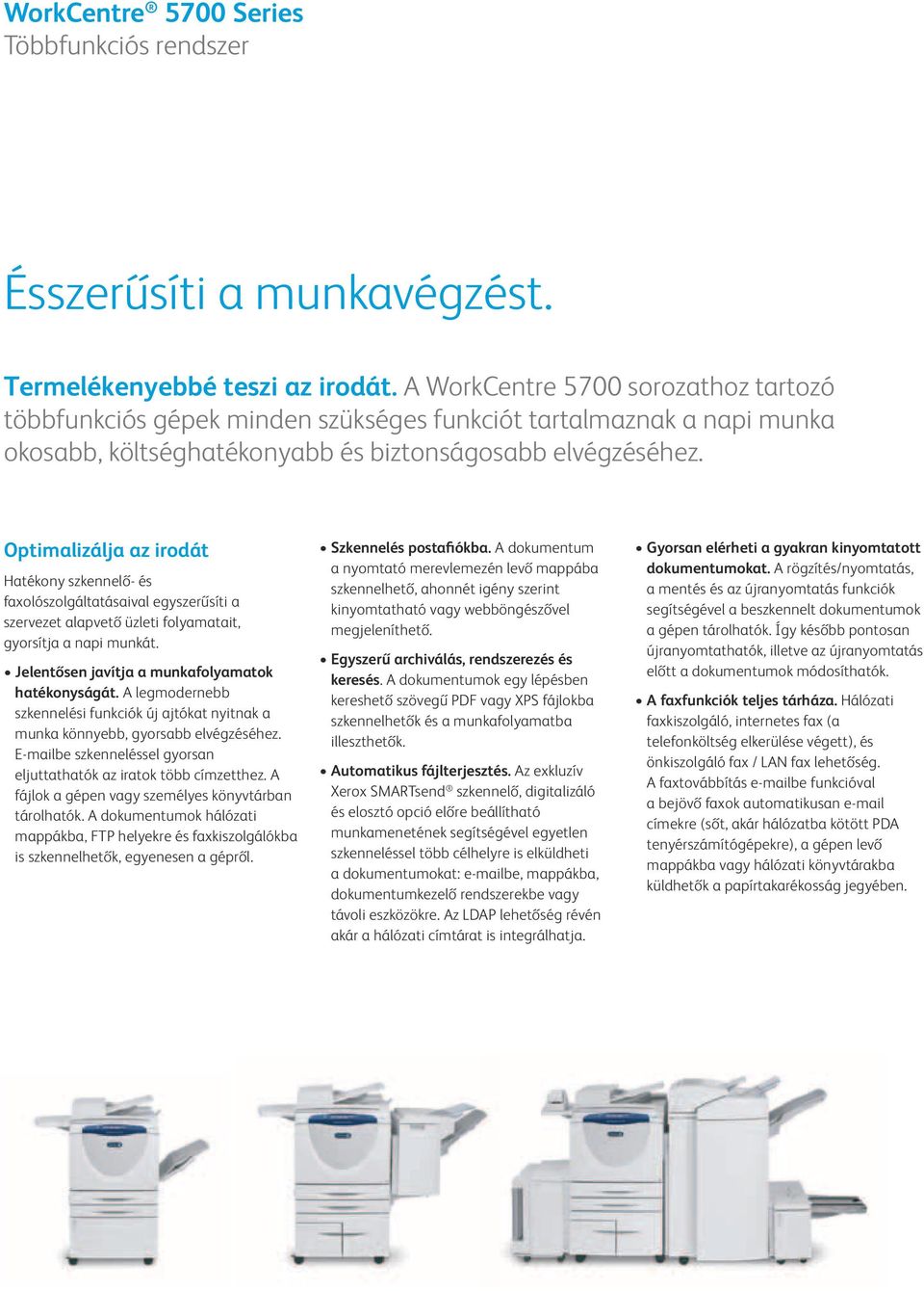 Optimalizálja az irodát Hatékony szkennelő- és faxolószolgáltatásaival egyszerűsíti a szervezet alapvető üzleti folyamatait, gyorsítja a napi munkát.