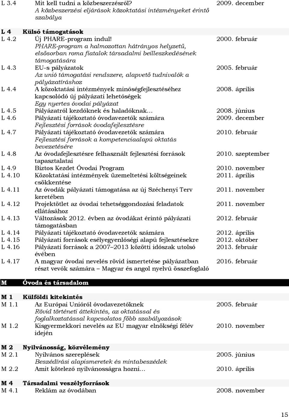 február Az unió támogatási rendszere, alapvető tudnivalók a pályázatíráshoz L 4.4 A közoktatási intézmények minőségfejlesztéséhez 2008.