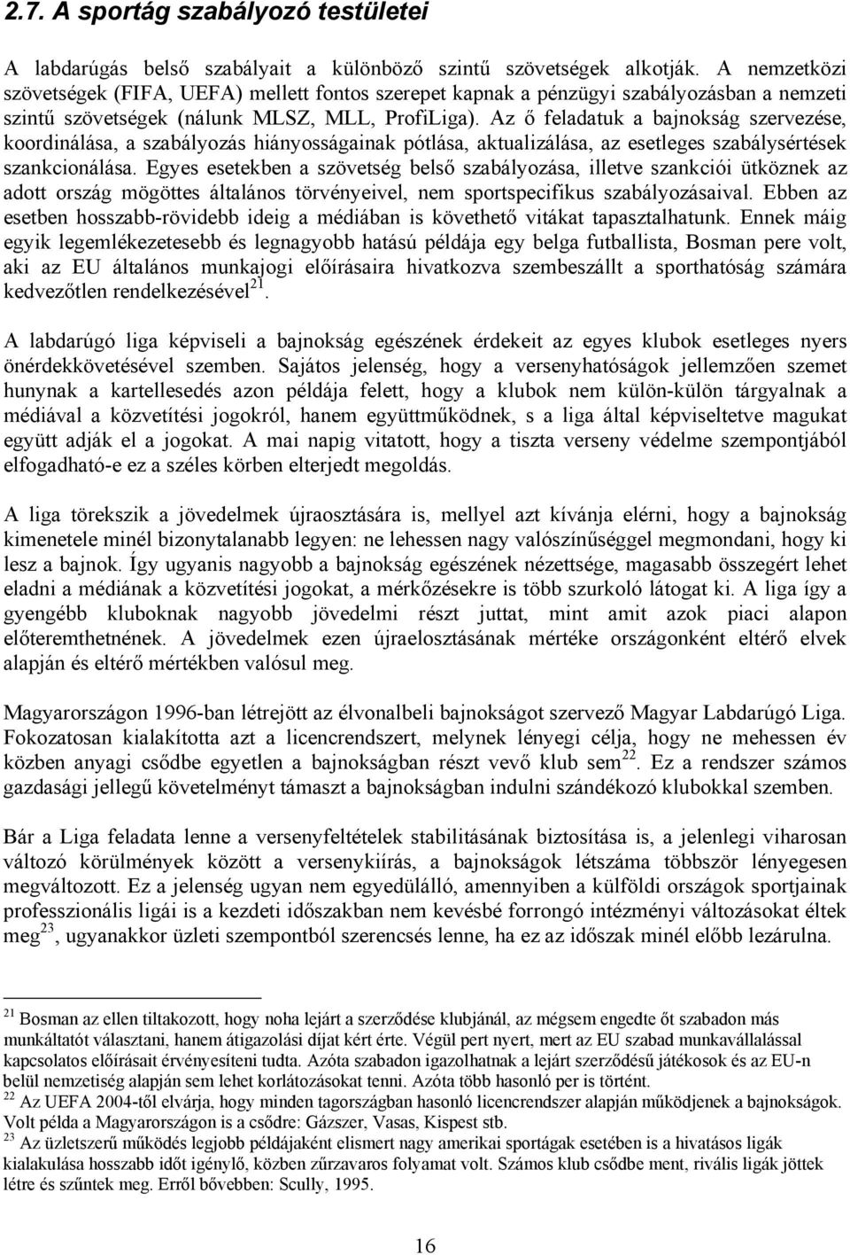 Az ő feladatuk a bajnokság szervezése, koordinálása, a szabályozás hiányosságainak pótlása, aktualizálása, az esetleges szabálysértések szankcionálása.