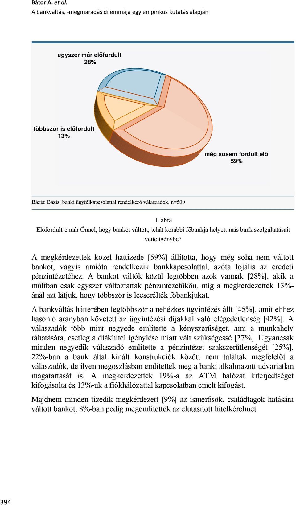 válaszadók, n=500 1. ábra Előfordult-e már Önnel, hogy bankot váltott, tehát korábbi főbankja helyett más bank szolgáltatásait vette igénybe?