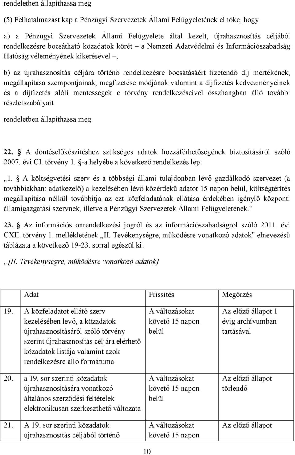 körét a Nemzeti Adatvédelmi és Információszabadság Hatóság véleményének kikérésével, b) az újrahasznosítás céljára történő rendelkezésre bocsátásáért fizetendő díj mértékének, megállapítása