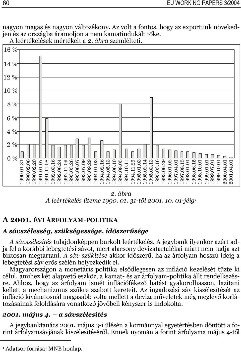 ÉVI ÁRFOLYAM-POLITIKA A sávszélesség, szükségessége, időszerűsége A sávszélesítés tulajdonképpen burkolt leértékelés.