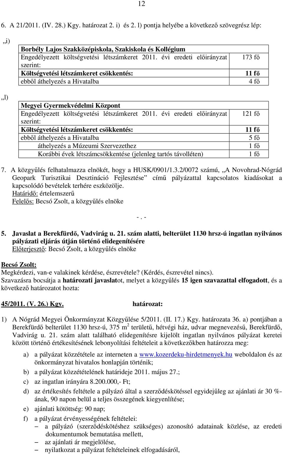 áthelyezés a Múzeumi Szervezethez Korábbi évek létszámcsökkentése (jelenleg tartós távolléten) 173 