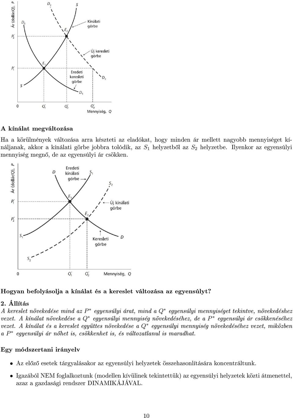 Állítás A kereslet növekedése mind az P egyensúlyi árat, mind a Q egyensúlyi mennyiséget tekintve, növekedéshez vezet.