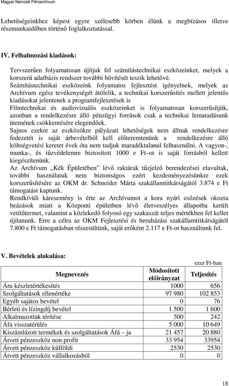 Számítástechnikai eszközeink folyamatos fejlesztést igényelnek, melyek az Archívum egész tevékenységét átölelik, a technikai korszerűsítés mellett jelentős kiadásokat jelentenek a programfejlesztések