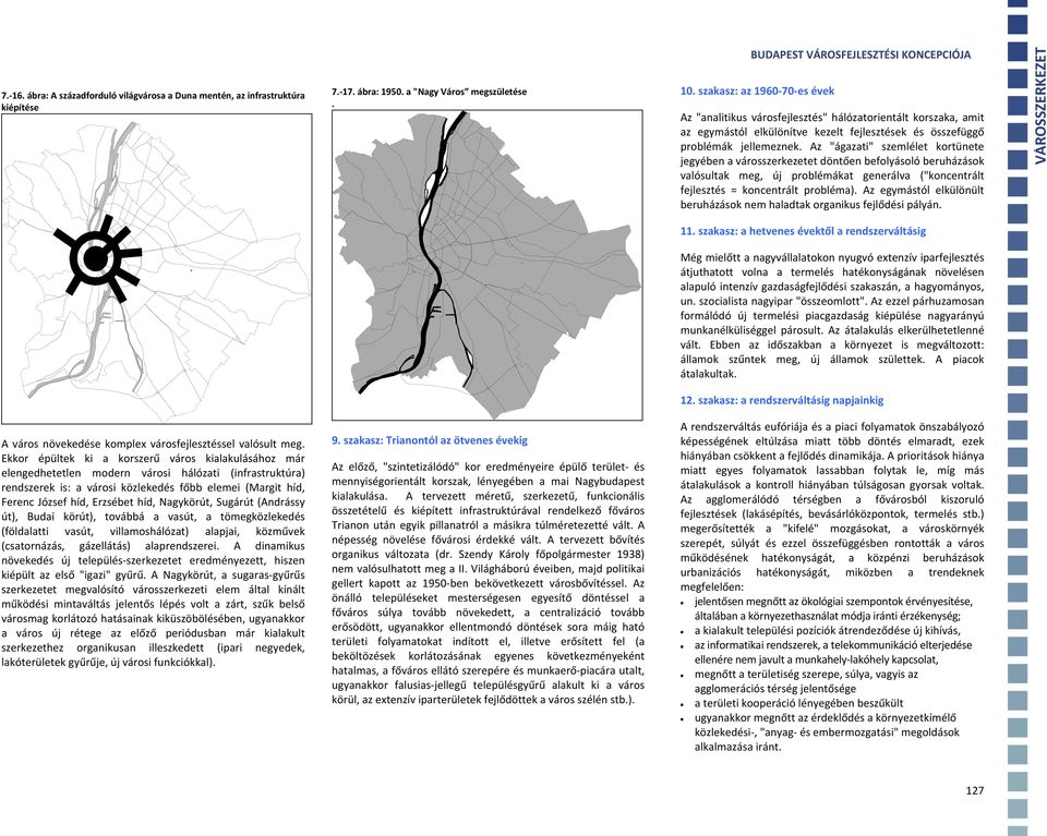 Az "ágazati" szemlélet kortünete jegyében a városszerkezetet döntően befolyásoló beruházások valósultak meg, új problémákat generálva ("koncentrált fejlesztés = koncentrált probléma).
