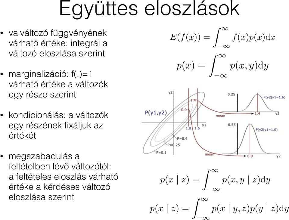 kondicionálás: a változók egy részének fixáljuk az értékét megszabadulás a feltételben lévő változótól: a