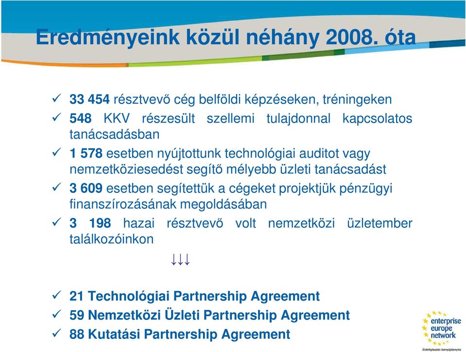 nyújtottunk technológiai auditot vagy nemzetköziesedést segítő mélyebb üzleti tanácsadást 3 609 esetben segítettük a cégeket projektjük