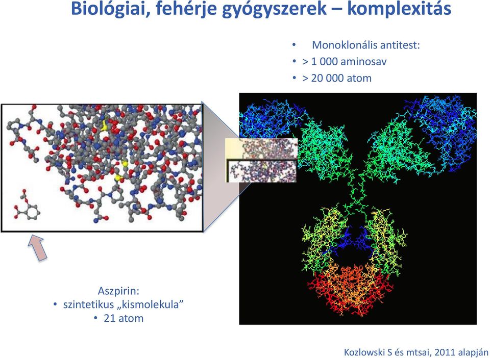 spirin Monoclonal antibody Aszpirin: szintetikus kismolekula 21 atom Monoclonal antibody