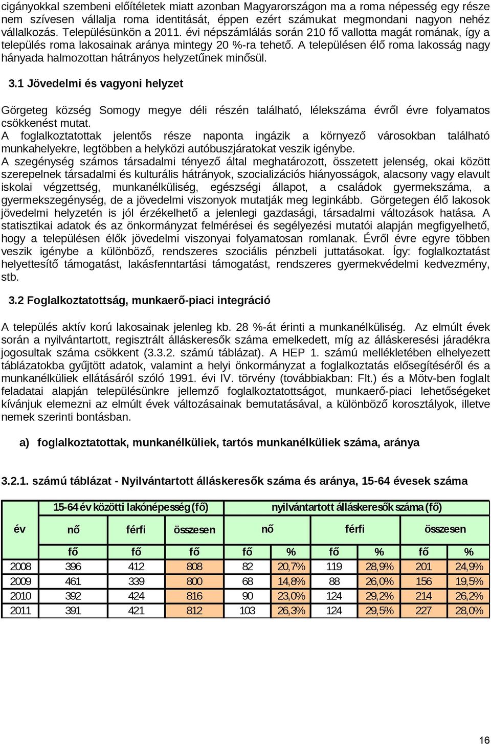 A településen élő roma lakosság nagy hányada halmozottan hátrányos helyzetűnek minősül. 3.