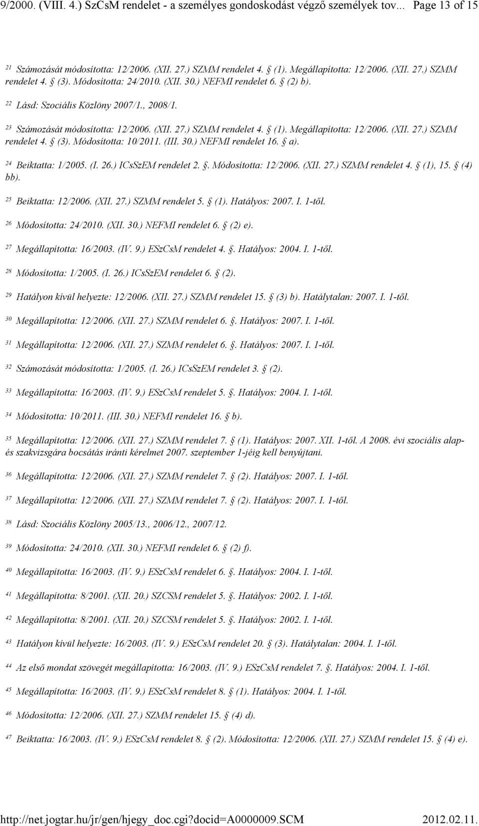 (XII. 27.) SZMM rendelet 4. (3). Módosította: 10/2011. (III. 30.) NEFMI rendelet 16. a). 24 Beiktatta: 1/2005. (I. 26.) ICsSzEM rendelet 2.. Módosította: 12/2006. (XII. 27.) SZMM rendelet 4. (1), 15.