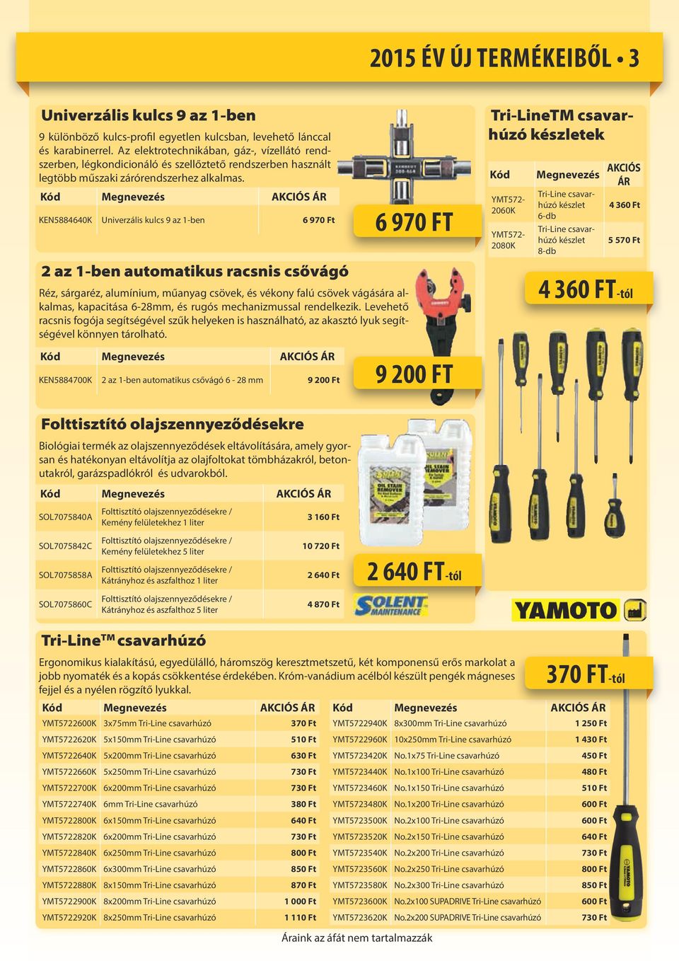 KEN5884640K Univerzális kulcs 9 az 1-ben 6 970 Ft 2 az 1-ben automatikus racsnis csővágó Réz, sárgaréz, alumínium, műanyag csövek, és vékony falú csövek vágására alkalmas, kapacitása 6-28mm, és rugós