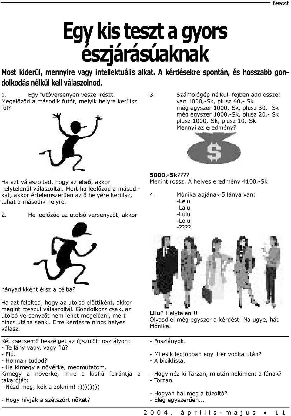 Számológép nélkül, fejben add össze: van 1000,-Sk, plusz 40,- Sk még egyszer 1000,-Sk, plusz 30,- Sk még egyszer 1000,-Sk, plusz 20,- Sk plusz 1000,-Sk, plusz 10,-Sk Mennyi az eredmény?