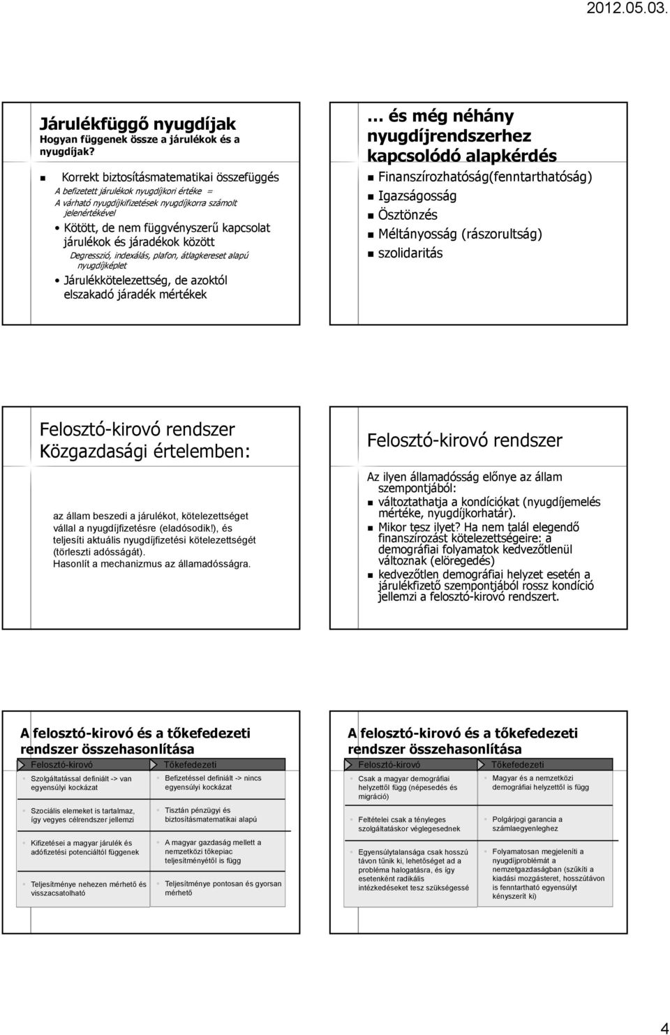 és járadékok között Degresszió, indexálás, plafon, átlagkereset alapú nyugdíjképlet Járulékkötelezettség, de azoktól elszakadó járadék mértékek és még néhány nyugdíjrendszerhez kapcsolódó alapkérdés