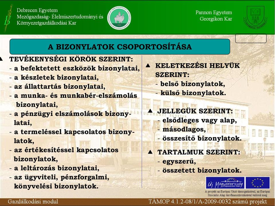 kapcsolatos bizonylatok, - a leltározás bizonylatai, - az ügyviteli, pénzforgalmi, könyvelési bizonylatok.