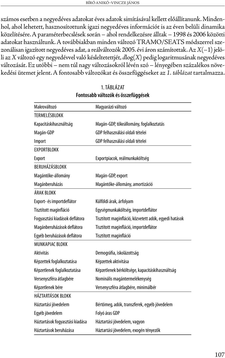 A paraméterbecslések során ahol rendelkezésre álltak 1998 és 2006 közötti adatokat használtunk.