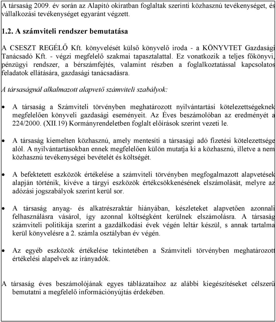 könyvelését külső könyvelő iroda - a KÖNYVTET Gazdasági Tanácsadó Kft. - végzi megfelelő szakmai tapasztalattal.