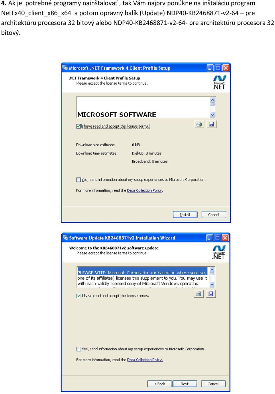 (Update) NDP40-KB2468871-v2-64 pre architektúru procesora 32