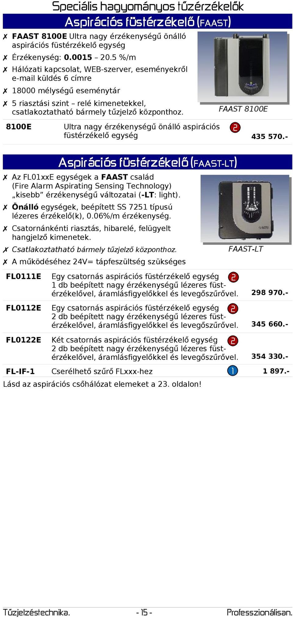 800E FAAST 800E Ultra nagy érzékenységű önálló aspirációs füstérzékelő egység 435 570.