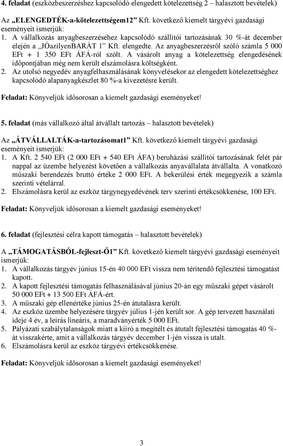 A vásárolt anyag a kötelezettség elengedésének időpontjában még nem került elszámolásra költségként. 2.