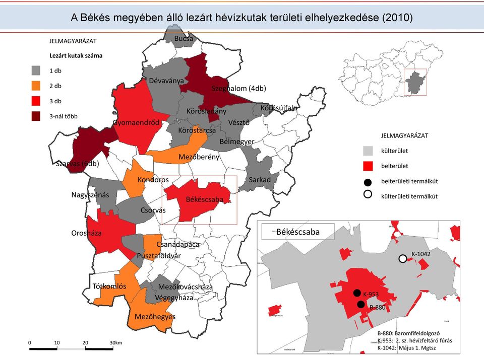 Csorvás JELMAGYARÁZAT külterület belterület belterületi termálkút külterületi termálkút Orosháza Csanádapáca Pusztaföldvár Békéscsaba K-142