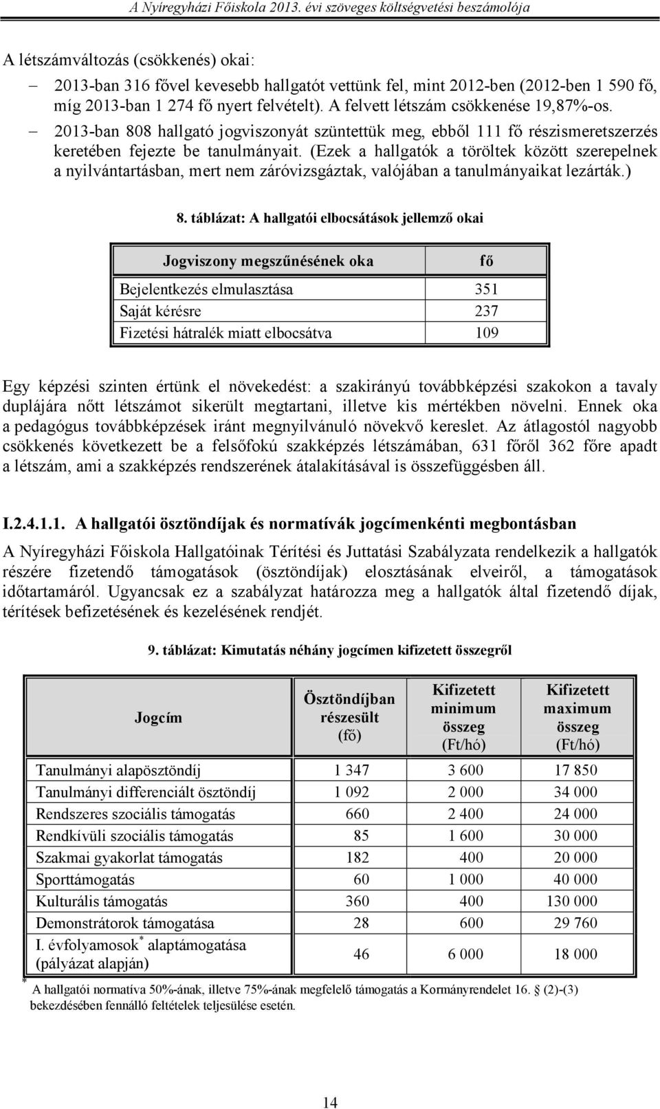 (Ezek a hallgatók a töröltek között szerepelnek a nyilvántartásban, mert nem záróvizsgáztak, valójában a tanulmányaikat lezárták.) 8.