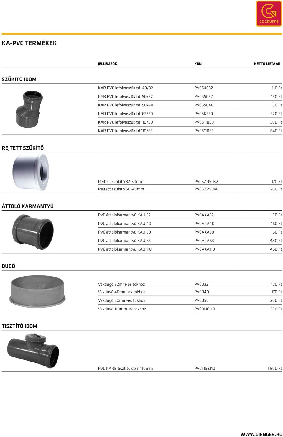 PVCSZR5040 200 Ft Áttoló karmantyú PVC áttolókarmantyú KAU 32 PVCAKA32 150 Ft PVC áttolókarmantyú KAU 40 PVCAKA40 160 Ft PVC áttolókarmantyú KAU 50 PVCAKA50 160 Ft PVC áttolókarmantyú KAU 63 PVCAKA63