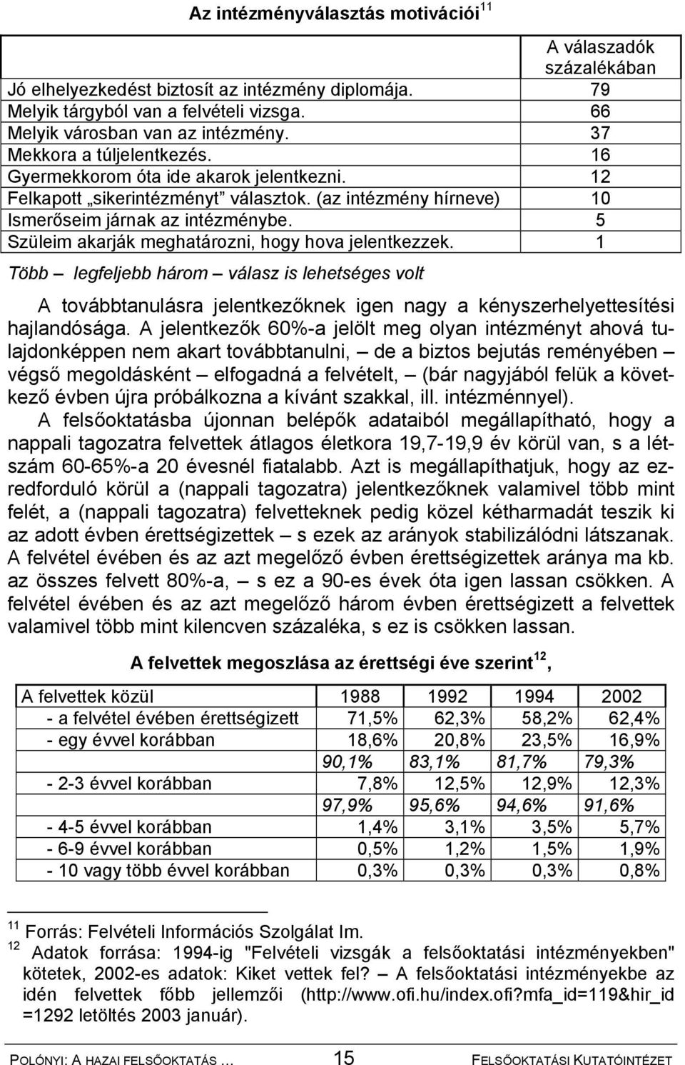 5 Szüleim akarják meghatározni, hogy hova jelentkezzek. 1 Több legfeljebb három válasz is lehetséges volt A továbbtanulásra jelentkezőknek igen nagy a kényszerhelyettesítési hajlandósága.