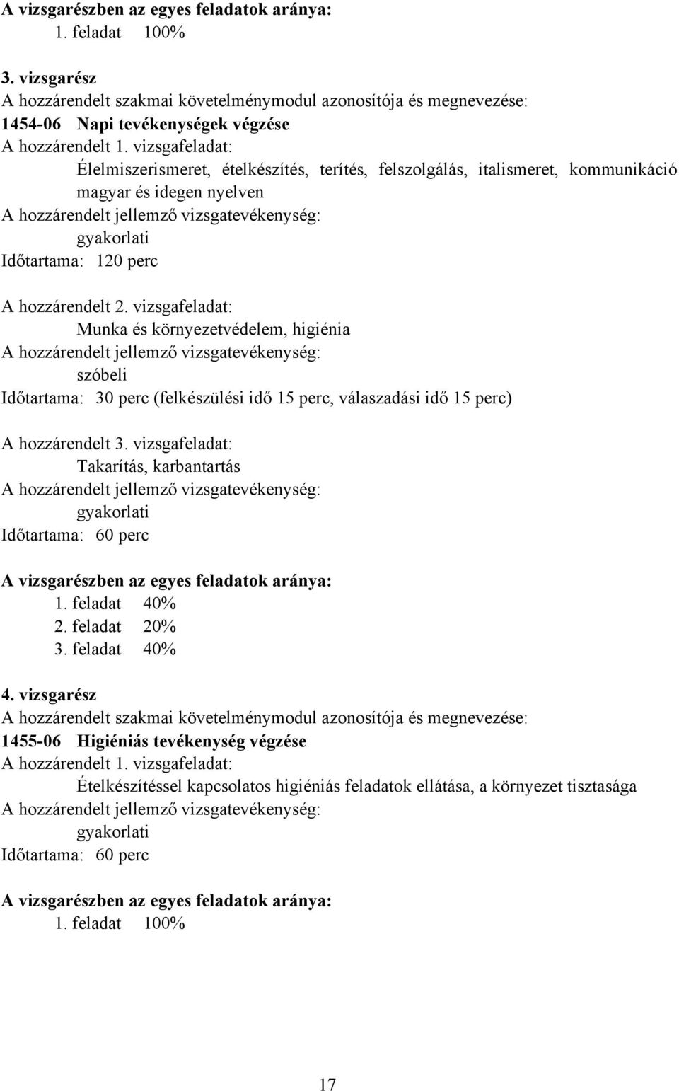 vizsgafeladat: Munka és környezetvédelem, higiénia szóbeli Időtartama: 30 perc (felkészülési idő 15 perc, válaszadási idő 15 perc) A hozzárendelt 3.