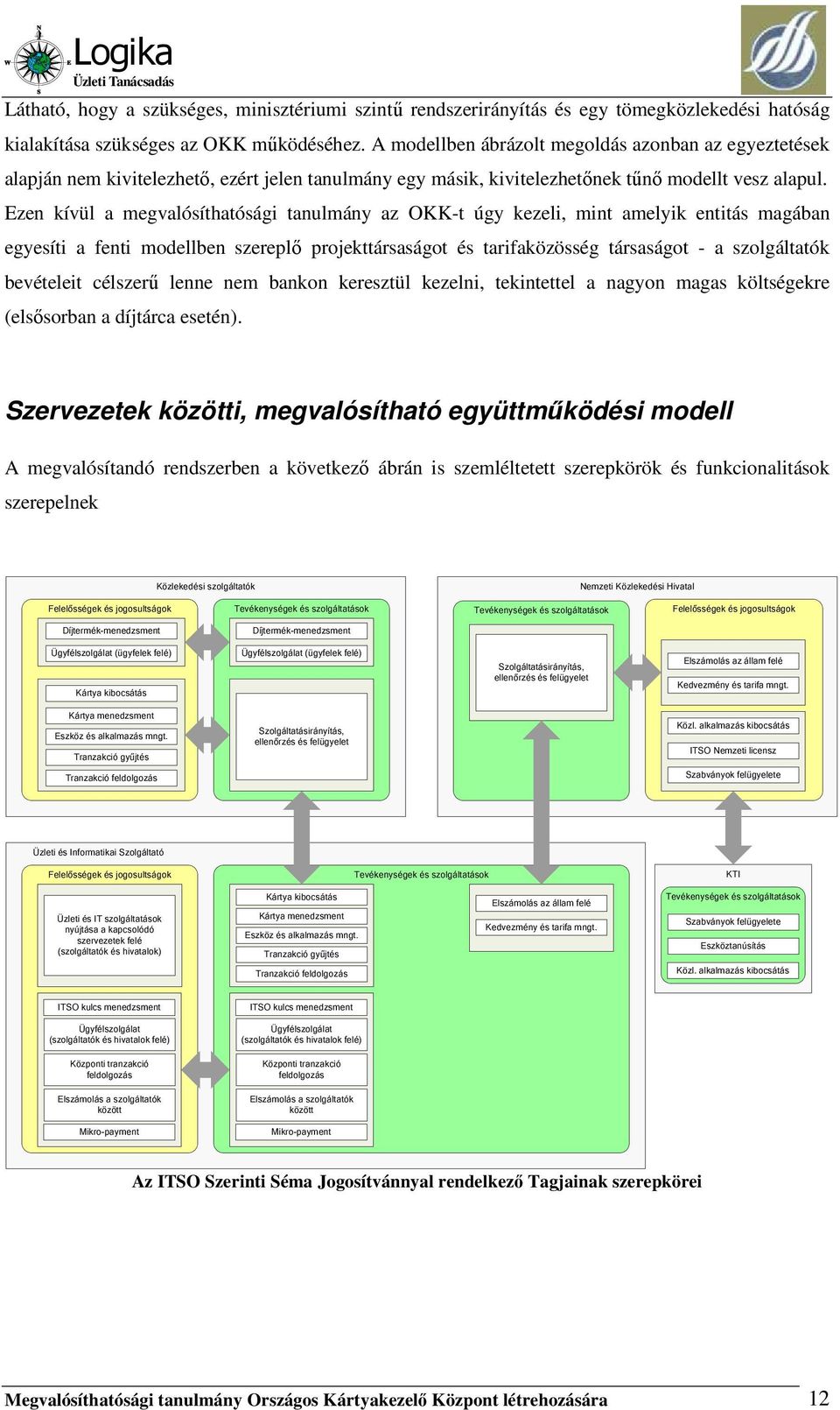 Ezen kívül a megvalósíthatósági tanulmány az OKK-t úgy kezeli, mint amelyik entitás magában egyesíti a fenti modellben szereplı projekttársaságot és tarifaközösség társaságot - a szolgáltatók