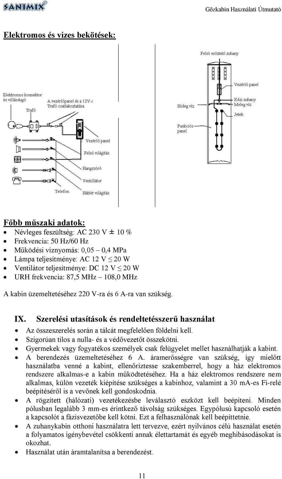 Szerelési utasítások és rendeltetésszerű használat Az összeszerelés során a tálcát megfelelően földelni kell. Szigorúan tilos a nulla- és a védővezetőt összekötni.