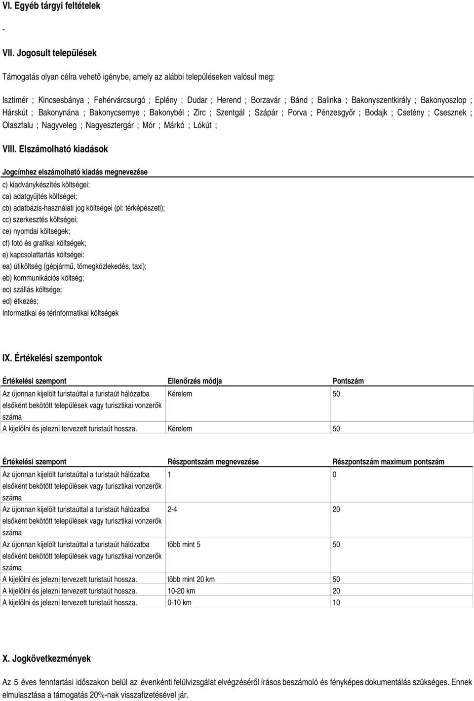 Bakonyszentkirály ; Bakonyoszlop ; Hárskút ; Bakonynána ; Bakonycsernye ; Bakonybél ; Zirc ; Szentgál ; Szápár ; Porva ; Pénzesgyőr ; Bodajk ; Csetény ; Csesznek ; Olaszfalu ; Nagyveleg ;