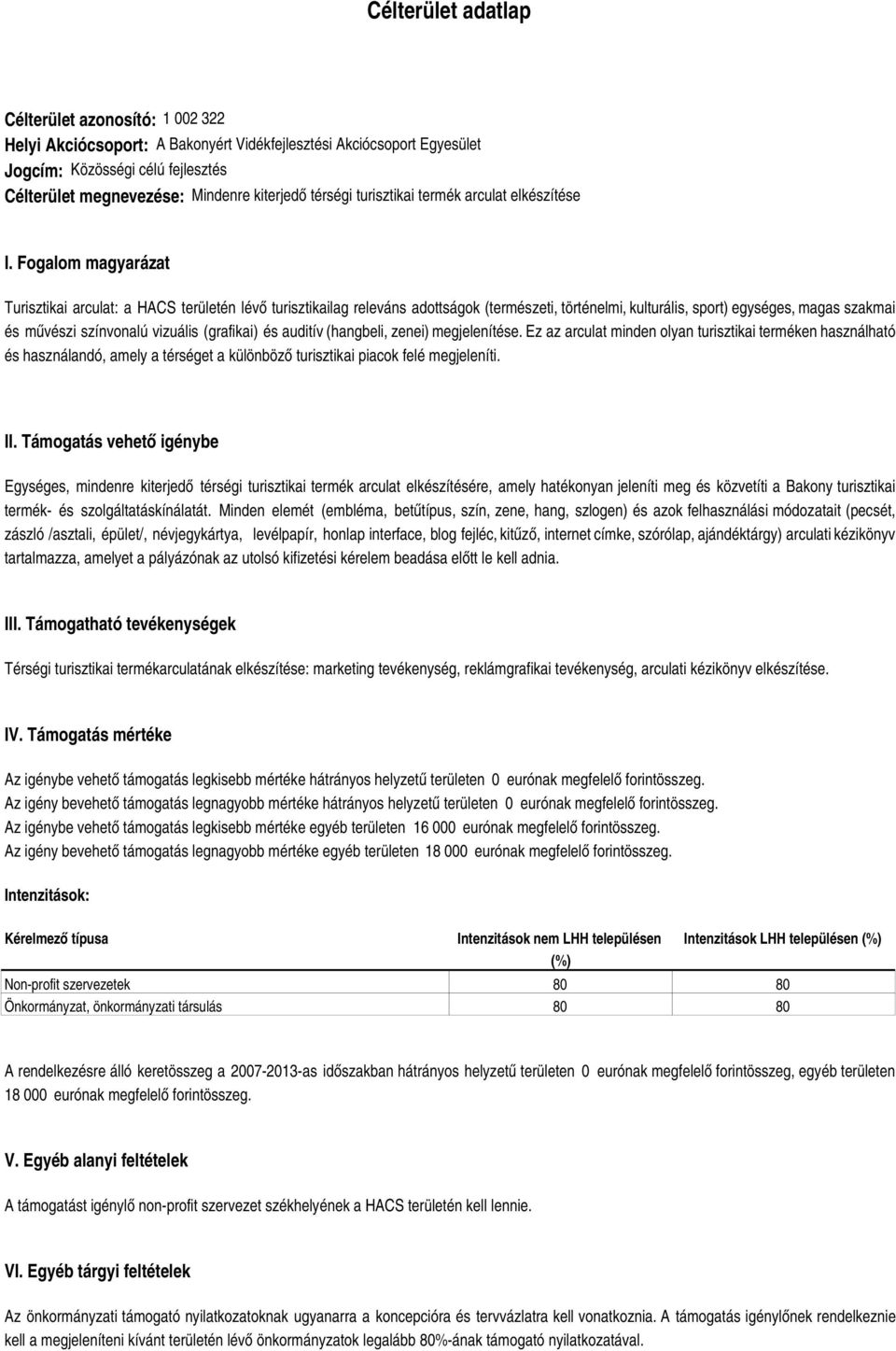 Fogalom magyarázat Turisztikai arculat: a HACS területén lévő turisztikailag releváns adottságok (természeti, történelmi, kulturális, sport) egységes, magas szakmai és művészi színvonalú vizuális