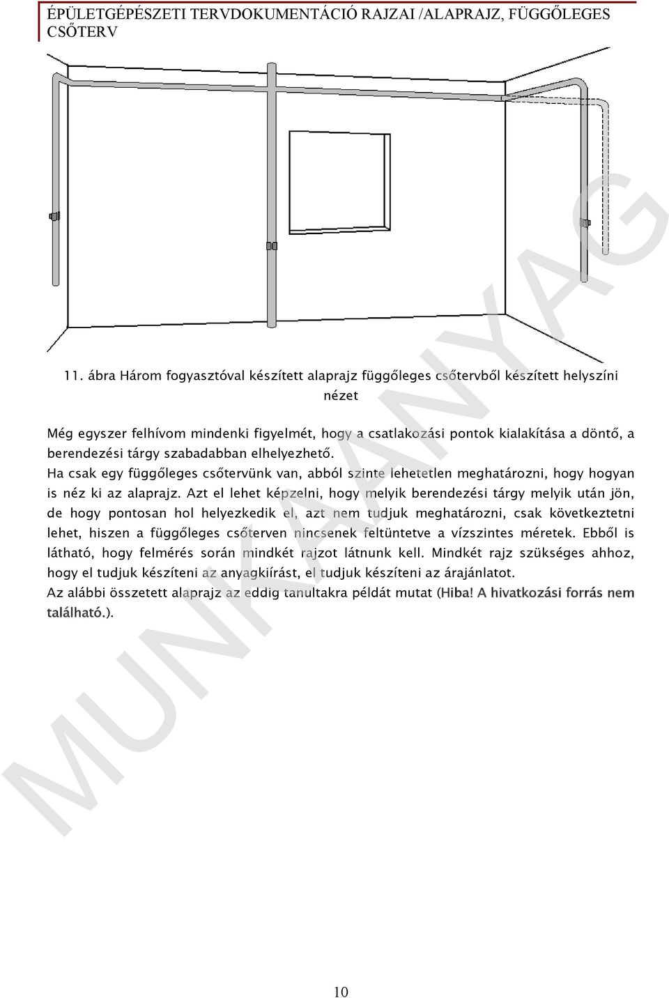 Azt el lehet képzelni, hogy melyik berendezési tárgy melyik után jön, de hogy pontosan hol helyezkedik el, azt nem tudjuk meghatározni, csak következtetni lehet, hiszen a függőleges csőterven