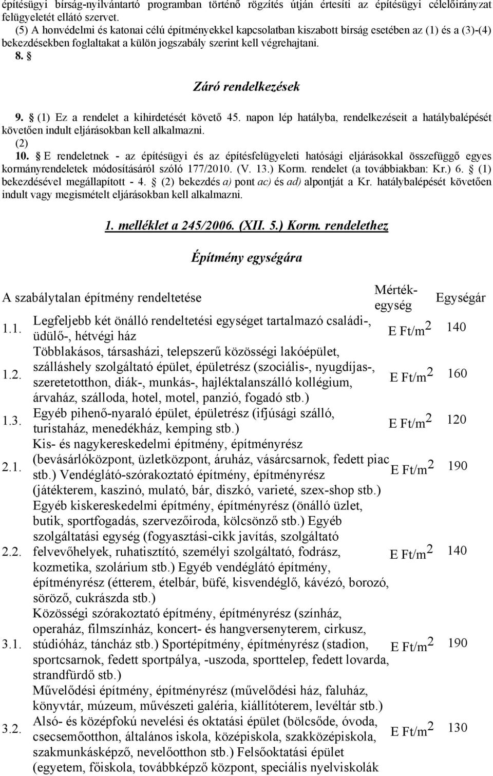 Záró rendelkezések 9. (1) Ez a rendelet a kihirdetését követő 45. napon lép hatályba, rendelkezéseit a hatálybalépését követően indult eljárásokban kell alkalmazni. (2) 10.